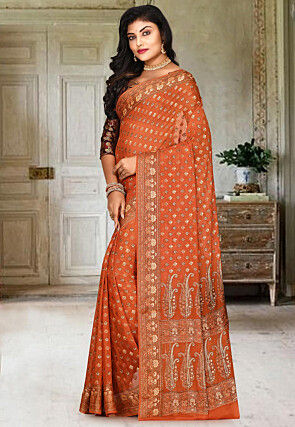 Banarasi Pure Georgette Saree in Orange