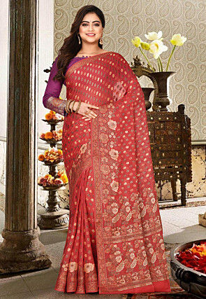 Banarasi Pure Georgette Saree in Peach