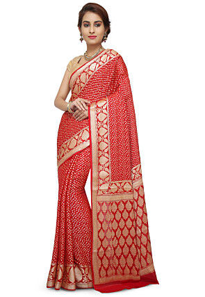 Banarasi Pure Georgette Saree in Red