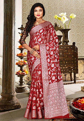 Banarasi Pure Georgette Saree in Red