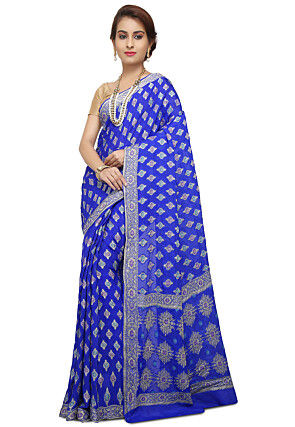 Banarasi Pure Georgette Saree in Royal Blue