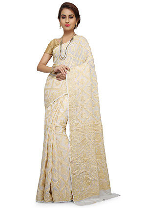 Banarasi Pure Georgette Saree in White