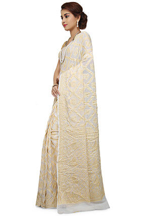 Banarasi Pure Georgette Saree in White
