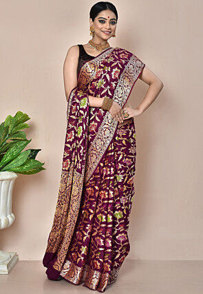 Banarasi Pure Georgette Saree in Wine