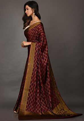 Banarasi Pure Georgette Saree in Wine