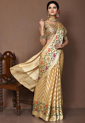 Banarasi Pure Georgette Silk Saree in Beige