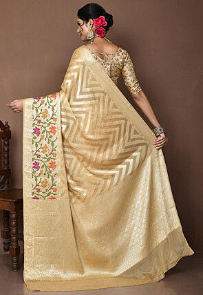 Banarasi Pure Georgette Silk Saree in Beige