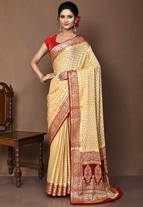 Banarasi Pure Georgette Silk Saree in Beige