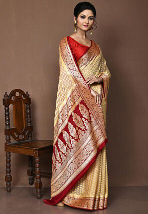Banarasi Pure Georgette Silk Saree in Beige