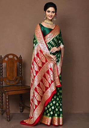 Banarasi Pure Georgette Silk Saree in Green