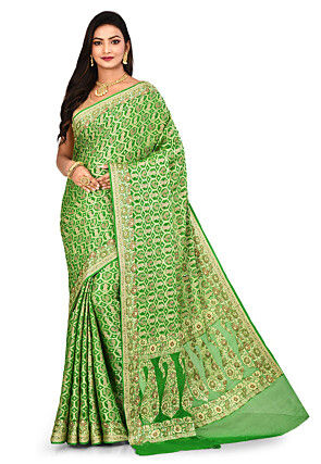 Banarasi Pure Georgette Silk Saree in Green