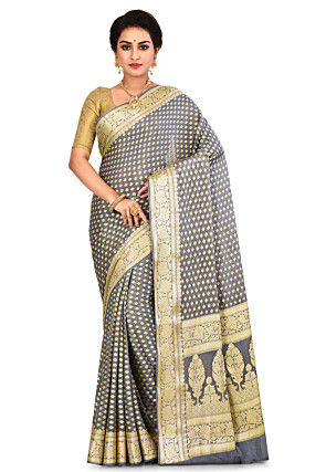 Banarasi Pure Georgette Silk Saree in Grey