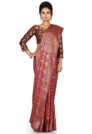 Banarasi Pure Georgette Silk Saree in Maroon