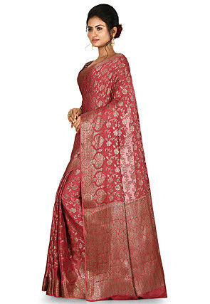 Banarasi Pure Georgette Silk Saree in Maroon
