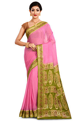 Banarasi Pure Georgette Silk Saree in Pink