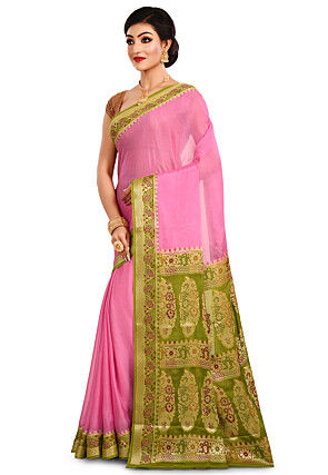 Banarasi Pure Georgette Silk Saree in Pink