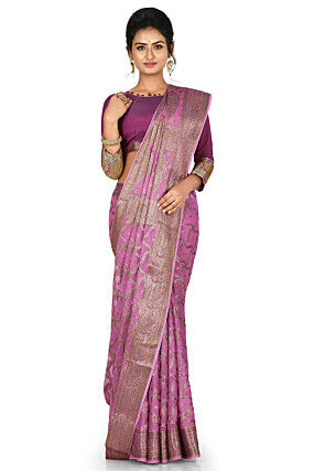 Banarasi Pure Georgette Silk Saree in Pink