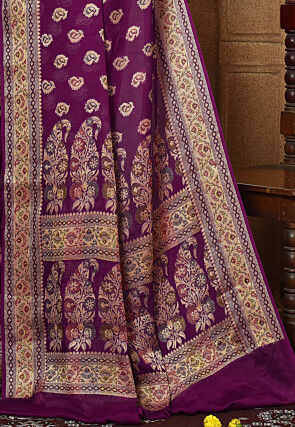 Banarasi Pure Georgette Silk Saree in Purple