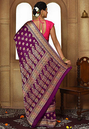 Banarasi Pure Georgette Silk Saree in Purple