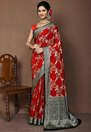 Banarasi Pure Georgette Silk Saree in Red