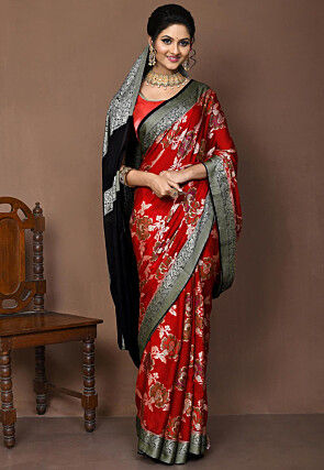 Banarasi Pure Georgette Silk Saree in Red