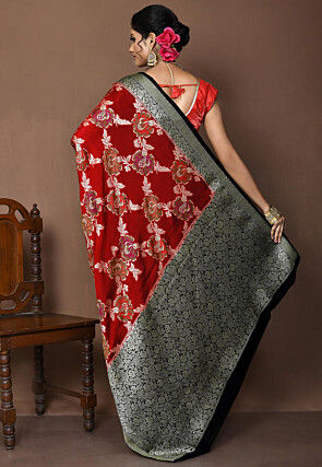 Banarasi Pure Georgette Silk Saree in Red