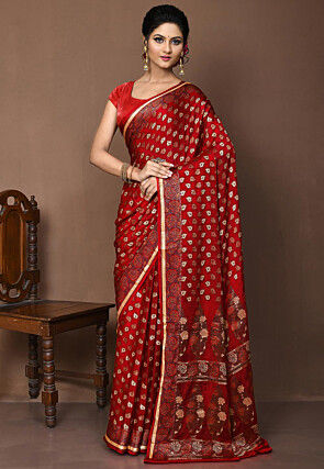 Banarasi Pure Georgette Silk Saree in Red