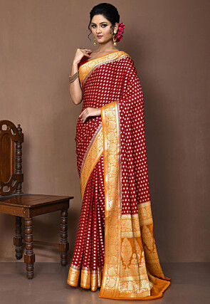 Banarasi Pure Georgette Silk Saree in Red