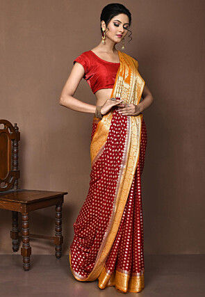 Banarasi Pure Georgette Silk Saree in Red