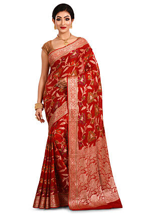 Banarasi Pure Georgette Silk Saree in Red