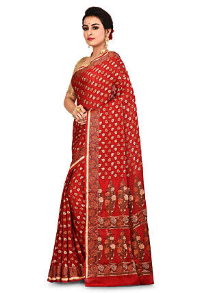 Banarasi Pure Georgette Silk Saree in Red