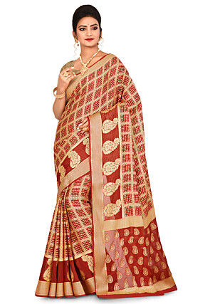 Banarasi Pure Georgette Silk Saree in Red