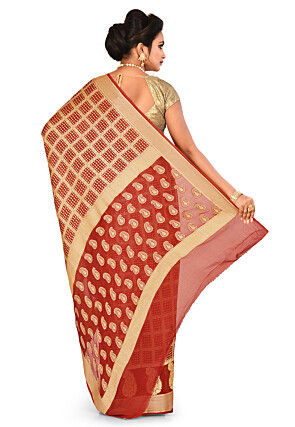 Banarasi Pure Georgette Silk Saree in Red