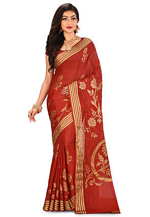 Banarasi Pure Georgette Silk Saree in Red