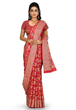 Banarasi Pure Georgette Silk Saree in Red