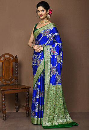 Banarasi Pure Georgette Silk Saree in Royal Blue