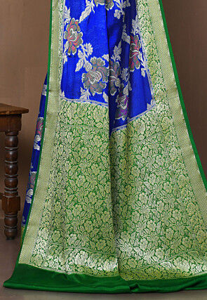 Banarasi Pure Georgette Silk Saree in Royal Blue