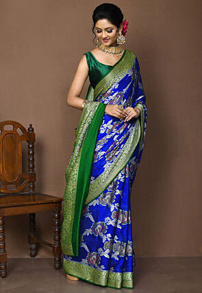 Banarasi Pure Georgette Silk Saree in Royal Blue