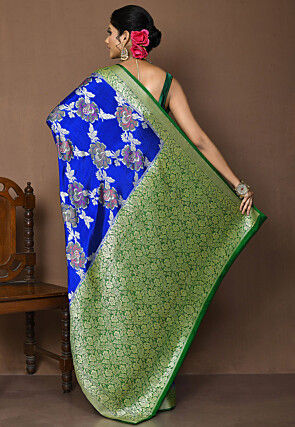 Banarasi Pure Georgette Silk Saree in Royal Blue