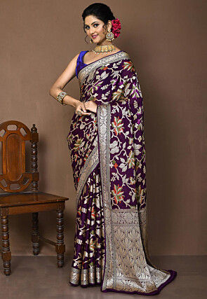 Banarasi Pure Georgette Silk Saree in Violet
