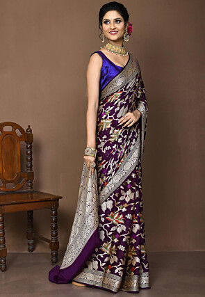 Banarasi Pure Georgette Silk Saree in Violet