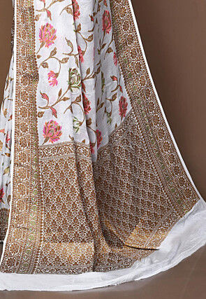 Banarasi Pure Georgette Silk Saree in White