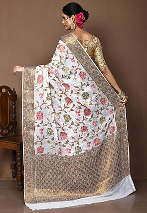 Banarasi Pure Georgette Silk Saree in White