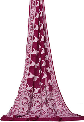 Banarasi Pure Georgette Silk Saree in Wine
