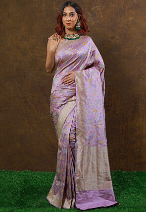 Banarasi Pure Katan Silk Saree in Light Purple