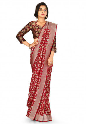 Banarasi Pure Katan Silk Handloom Saree in Red