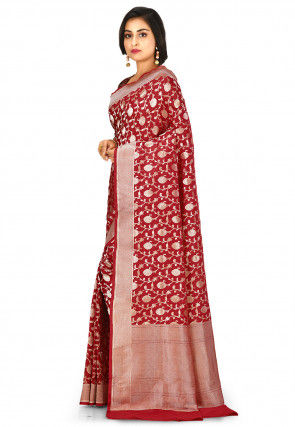 Banarasi Pure Katan Silk Handloom Saree in Red