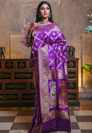 Banarasi Pure Katan Silk Saree in Purple