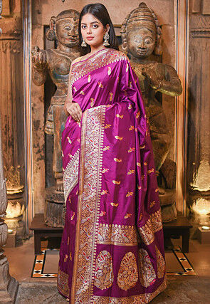 Banarasi Pure Katan Silk Saree in Purple