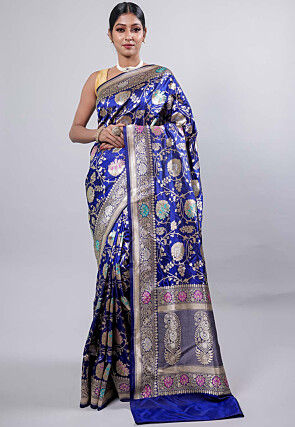 Banarasi Pure Katan Silk Saree in Royal Blue